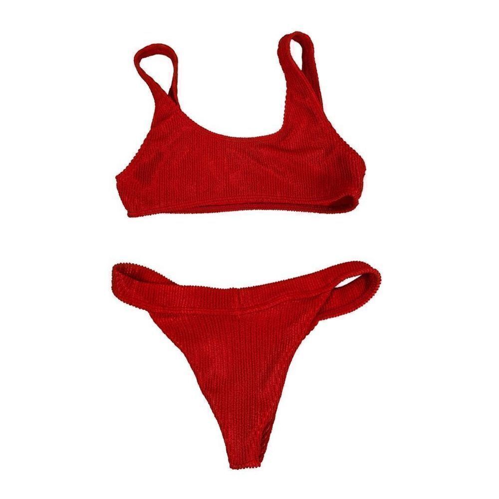 Frankie's Bikini's Red XS Wilderness Top and Small Bottom